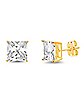 Goldplated Square CZ Stud Earrings - 8MM