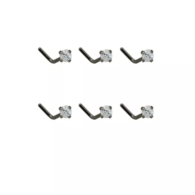 Multi-Pack CZ L-Bend Nose Rings - 6 Pack at Spencer's