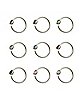 Multi-Pack CZ Hoop Nose Rings 9 Pack - 20 Gauge