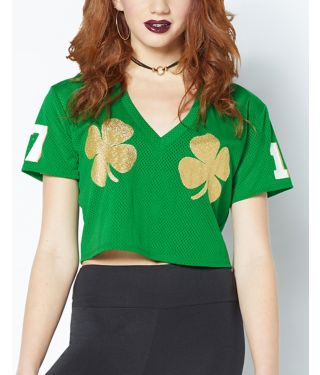 Shamrock Cropped Lucky AF St. Patrick's Day Jersey