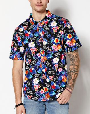 aloha fuckers floral button down shirt