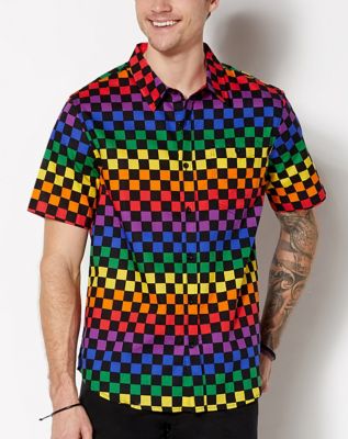 Checkered Rainbow Button Down Shirt 