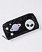 Glitter Galaxy Alien Zip Wallet