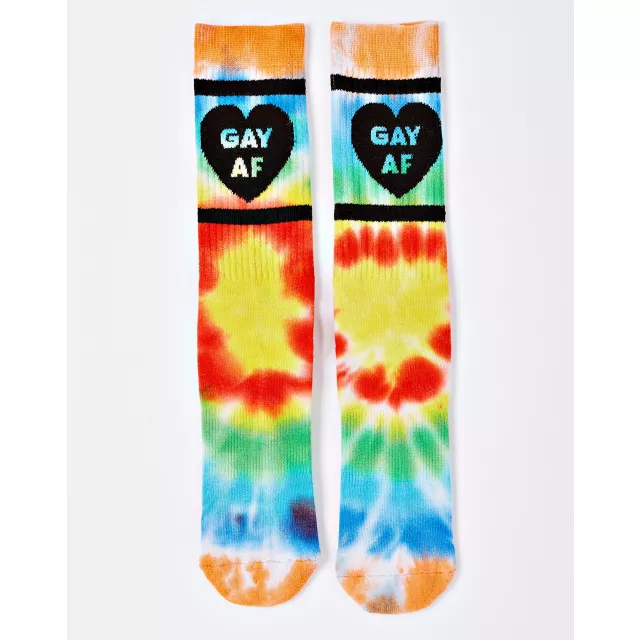 Gay AF Tie Dye Crew Socks at Spencer's