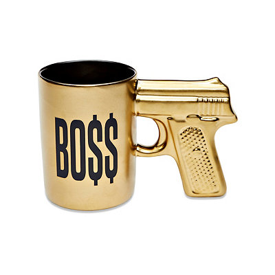 Foil Gold Gun Handle Boss Coffee Mug - 16 oz.