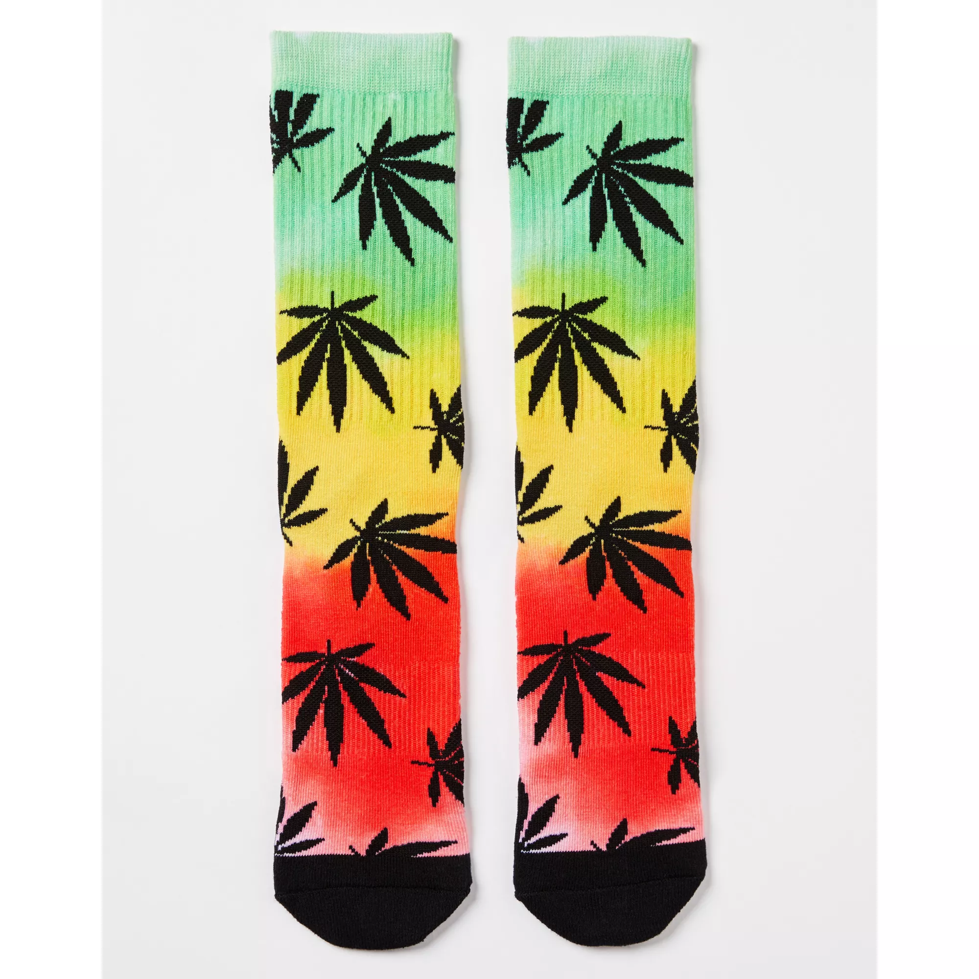 Tie Dye Rasta Weed Leaf Crew Socks at Spencer's