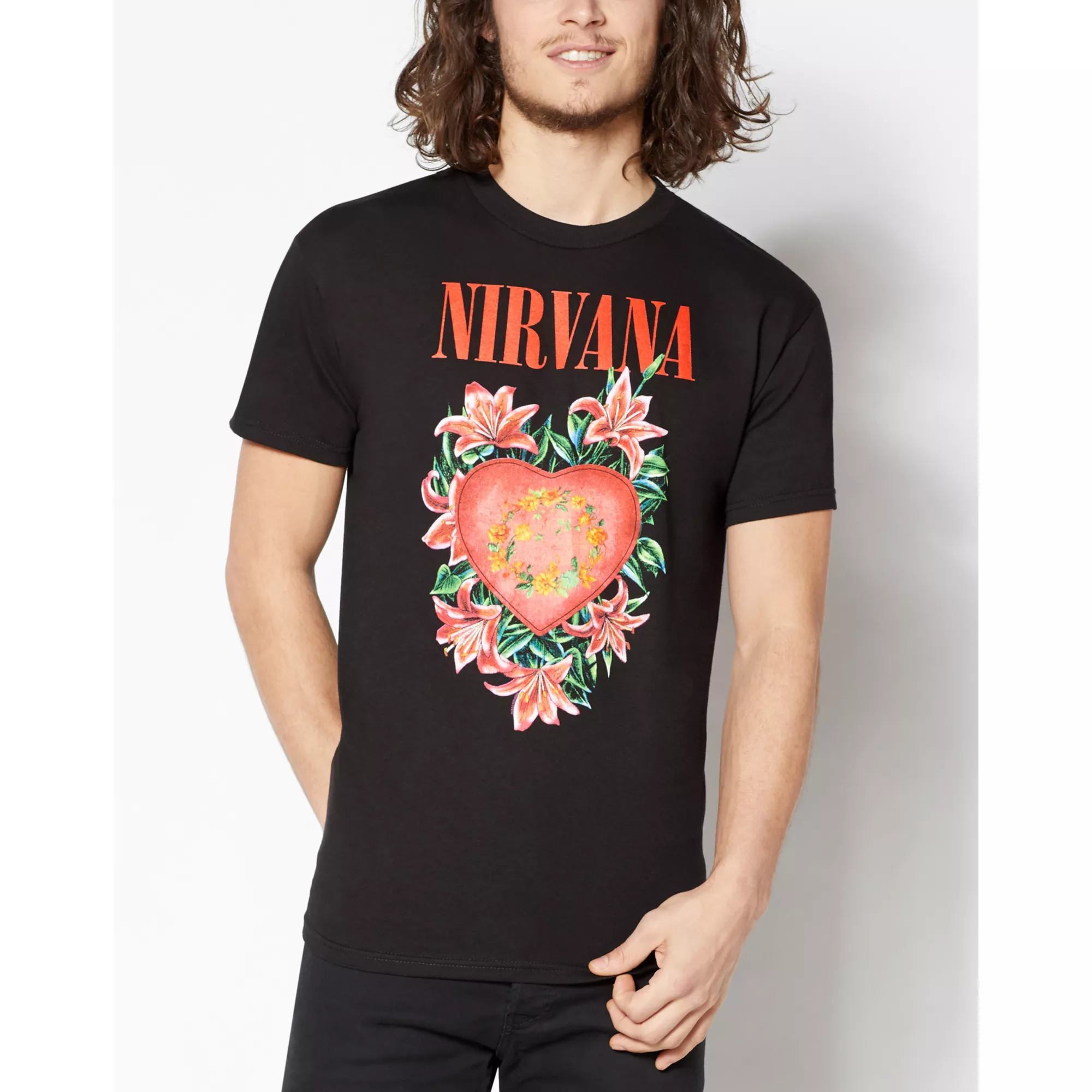Floral Heart Nirvana T Shirt at Spencer's
