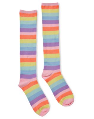 Striped Rainbow Pastel Knee High Socks - Spencer's