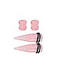 Pink Marble Effect Tapers and Plugs - 2 Pair