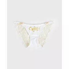 Plus Size Wifey Gold Lace Back Panties at Spencer's