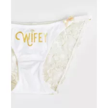 Plus Size Wifey Gold Lace Back Panties at Spencer's
