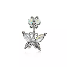 CZ Butterfly Belly Ring - 14 Gauge at Spencer's