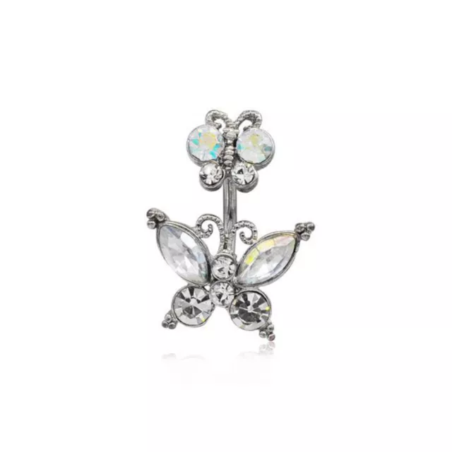 CZ Butterfly Belly Ring - 14 Gauge at Spencer's