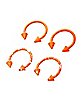 Multi-Pack Orange Splatter Horseshoe Rings 2 Pair - 18 Gauge