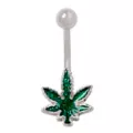 Glitter Leaf Belly Ring - 14 Gauge at Spencer's