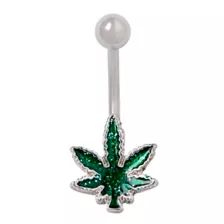 Glitter Leaf Belly Ring - 14 Gauge at Spencer's