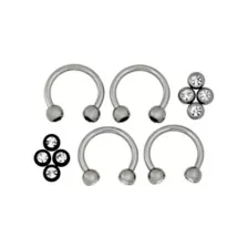 Multi-Pack Horseshoe Rings with CZ Balls 2 Pair - 16 Gauge at Spencer's