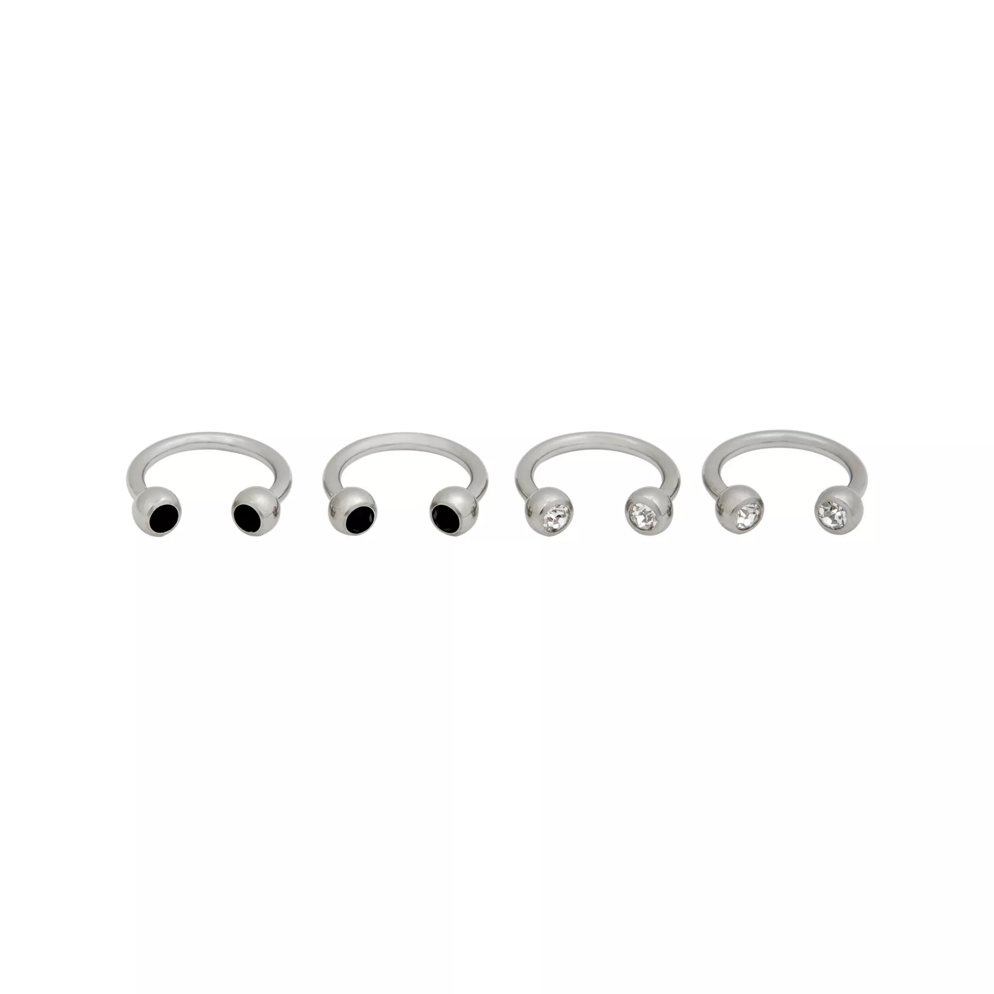 Multi-Pack Horseshoe Rings with CZ Balls 2 Pair - 16 Gauge at Spencer's