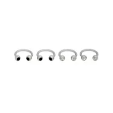 Multi-Pack Horseshoe Rings with CZ Balls 2 Pair - 16 Gauge at Spencer's