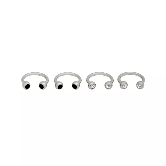 Multi-Pack Horseshoe Rings with CZ Balls 2 Pair - 16 Gauge at Spencer's