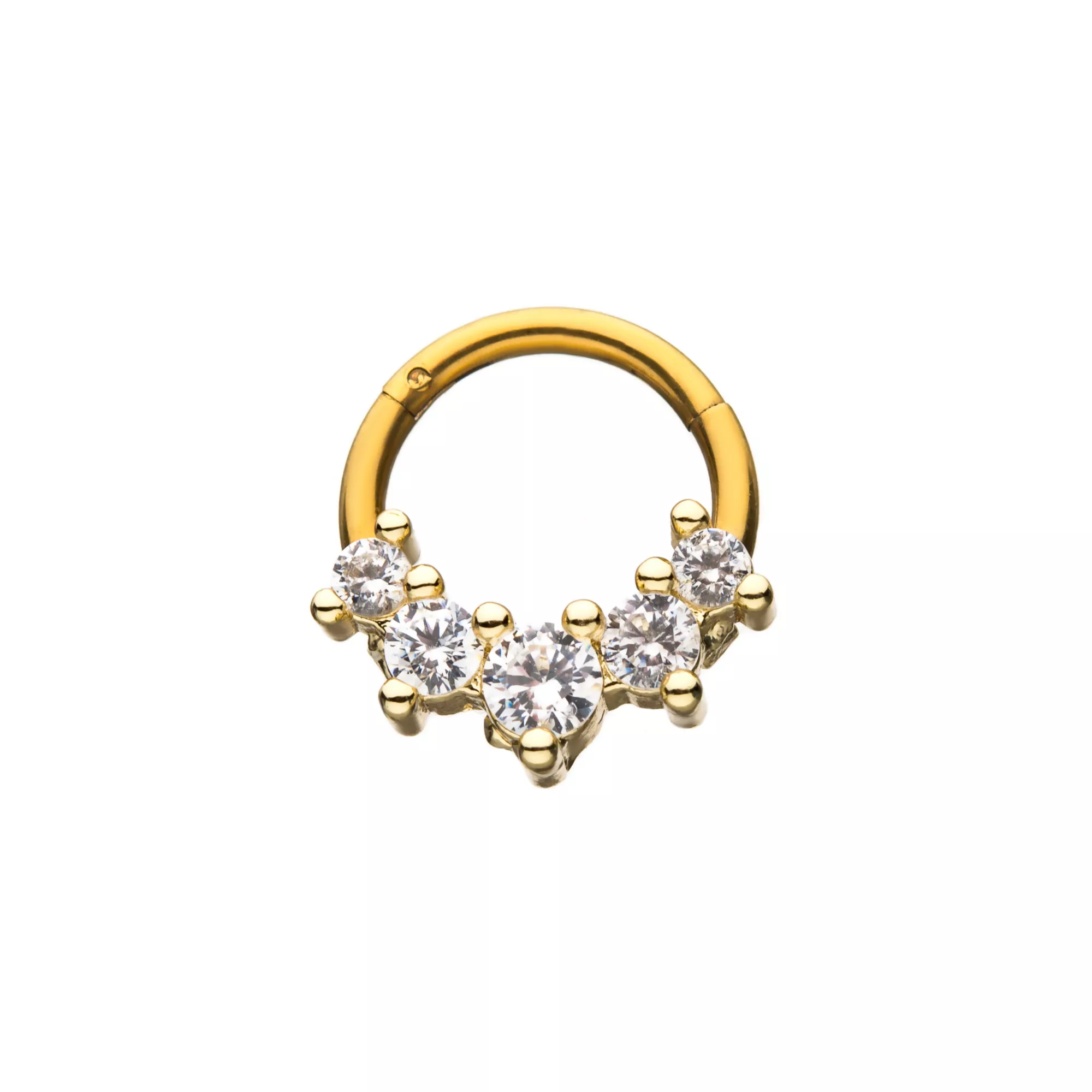 Goldtone CZ Hinged Septum Ring - 16 Gauge at Spencer's