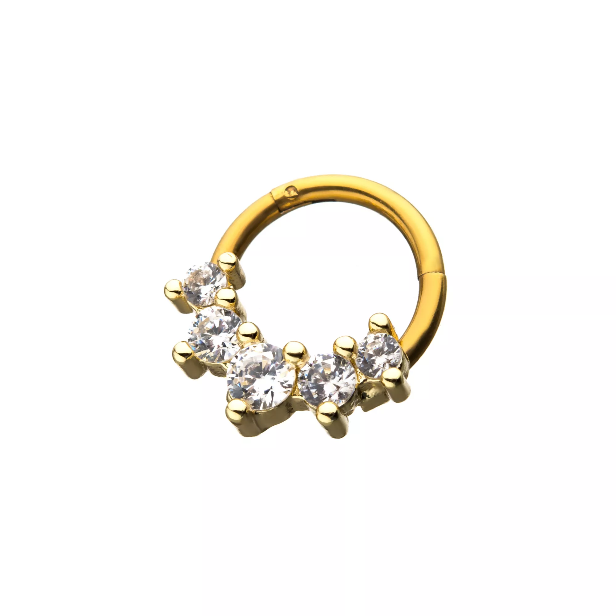 Goldtone CZ Hinged Septum Ring - 16 Gauge at Spencer's