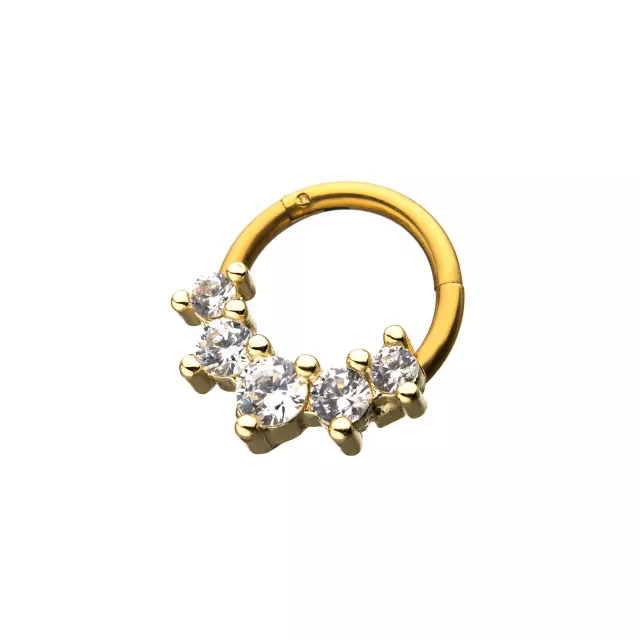 Goldtone CZ Hinged Septum Ring - 16 Gauge at Spencer's
