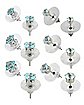 Light Blue Round and Square CZ Stud Earrings - 6 Pair