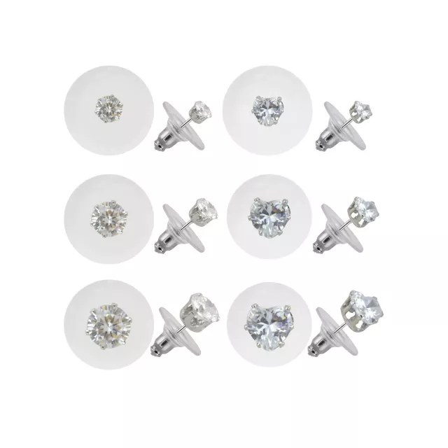 Multi-Pack Round Heart CZ Stud Earrings - 6 Pair at Spencer's