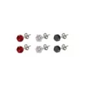 Red and Black CZ Stud Earrings - 3 Pair at Spencer's