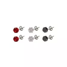 Red and Black CZ Stud Earrings - 3 Pair at Spencer's