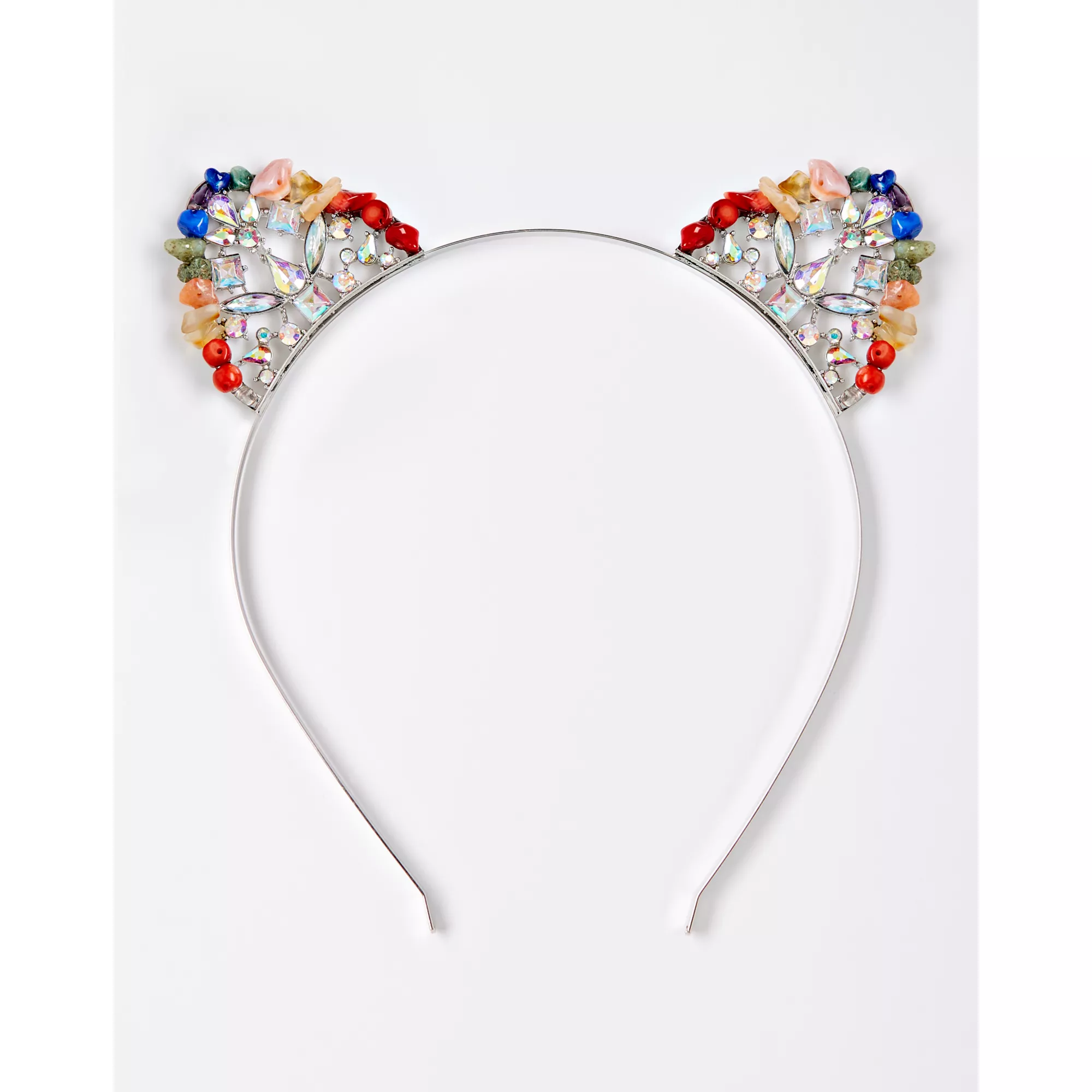 Rainbow CZ Cat Ear Headband at Spencer's