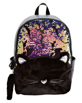 faux fur magic sequin cat animal backpack