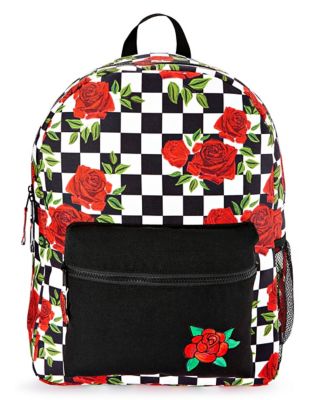 checkered rose backpack