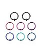 Multi-Pack CZ Colored Hoop Nose Rings 9 Pack - 20 Gauge