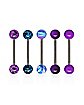 Multi-Pack Splatter Purple Barbells 5 Pack - 14 Gauge