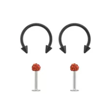 Multi-Pack CZ Horseshoe Rings and Labret Lip Rings 4 Pack - 16 Gauge at Spencer's