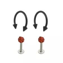 Multi-Pack CZ Horseshoe Rings and Labret Lip Rings 4 Pack - 16 Gauge at Spencer's