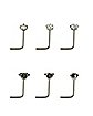 Multi-Pack Shape CZ L-Bend Nose Rings 6 Pack - 20 Gauge