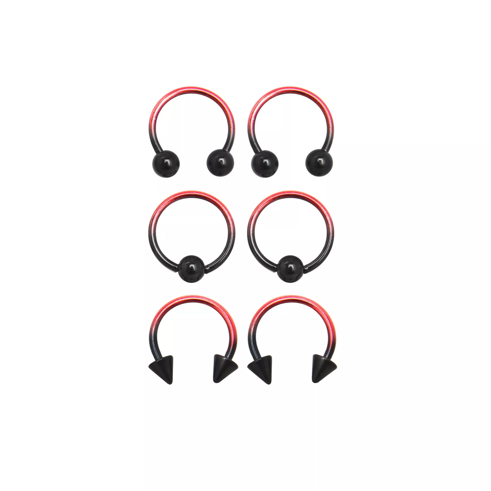 Multi-Pack Ombre Horseshoe Rings and Captive Rings - 3 Pair at Spencer's