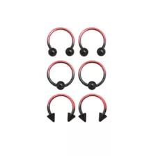 Multi-Pack Ombre Horseshoe Rings and Captive Rings - 3 Pair at Spencer's