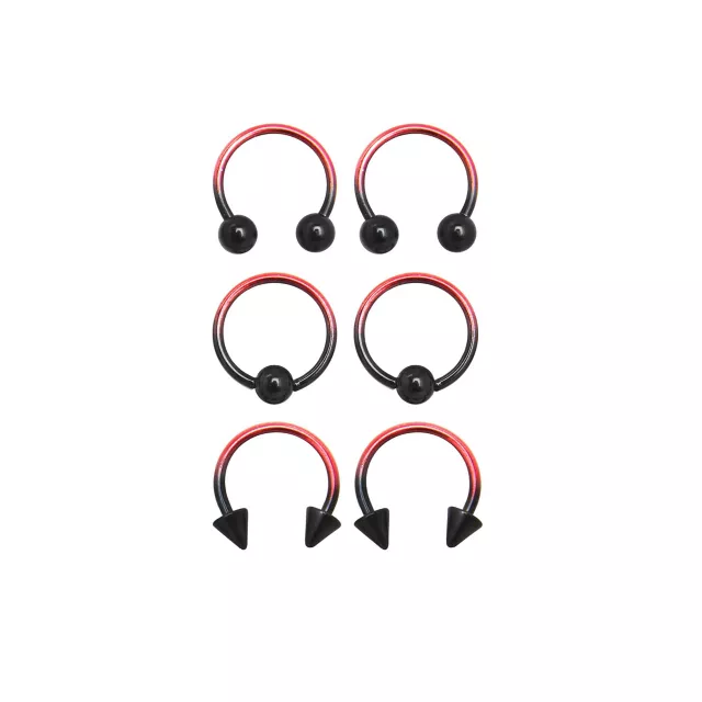 Multi-Pack Ombre Horseshoe Rings and Captive Rings - 3 Pair at Spencer's