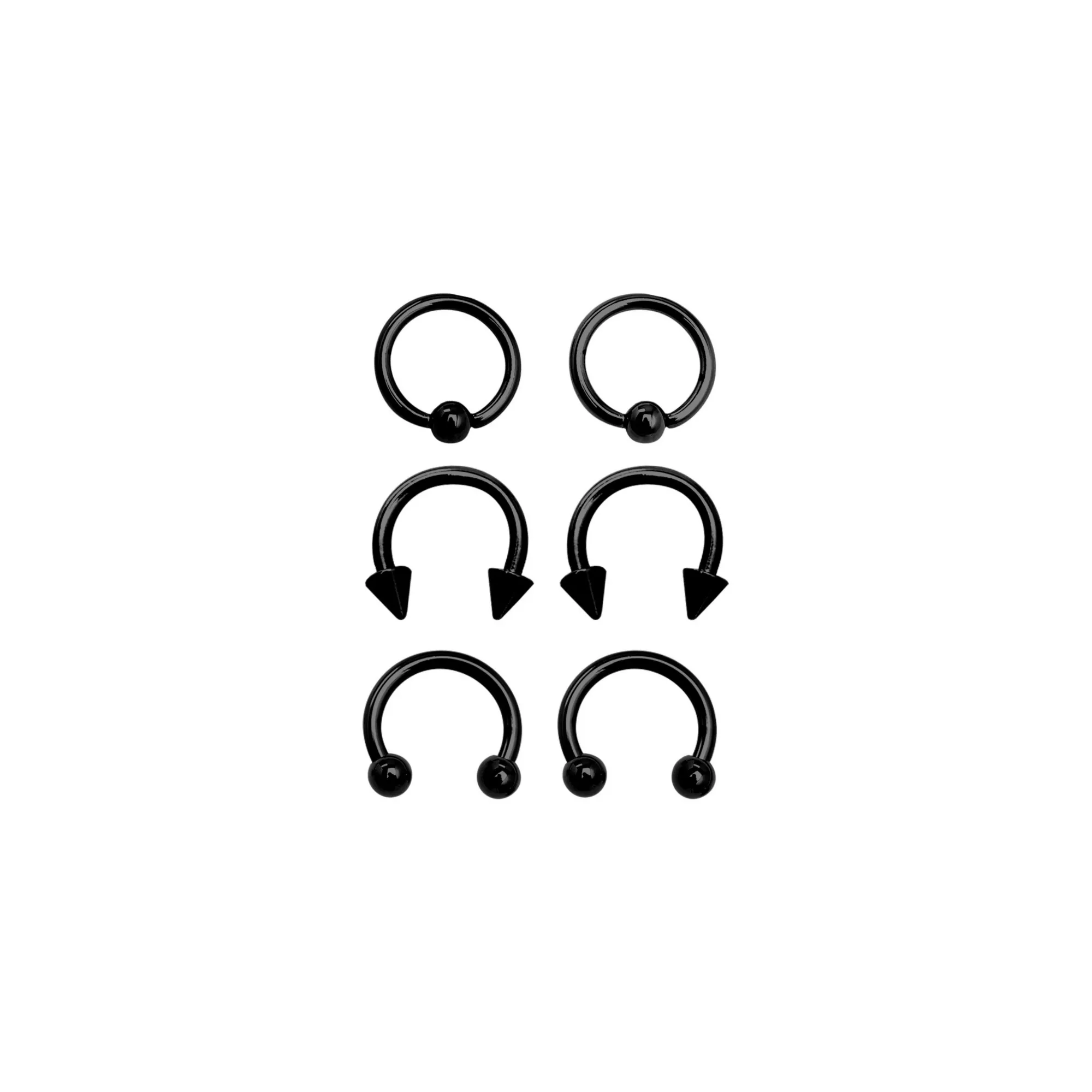 Multi-Pack Horseshoe and Captive Rings 3 Pair - 16 Gauge at Spencer's