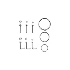 Multi-Pack CZ Nose Rings - 9 Pack at Spencer's