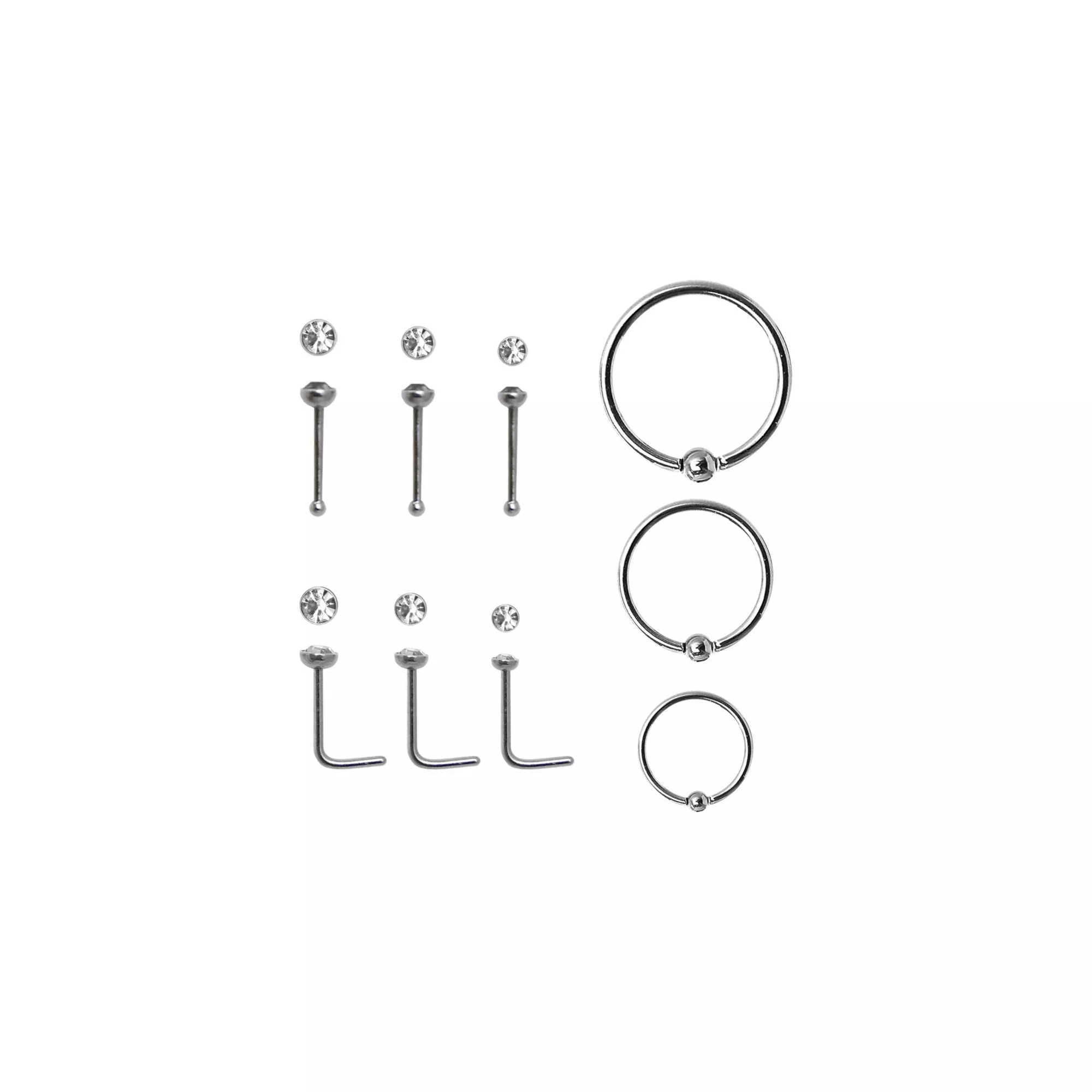 Multi-Pack CZ Nose Rings - 9 Pack at Spencer's
