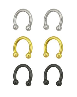 Multi-Pack Plated Horseshoe Rings - 3 Pair