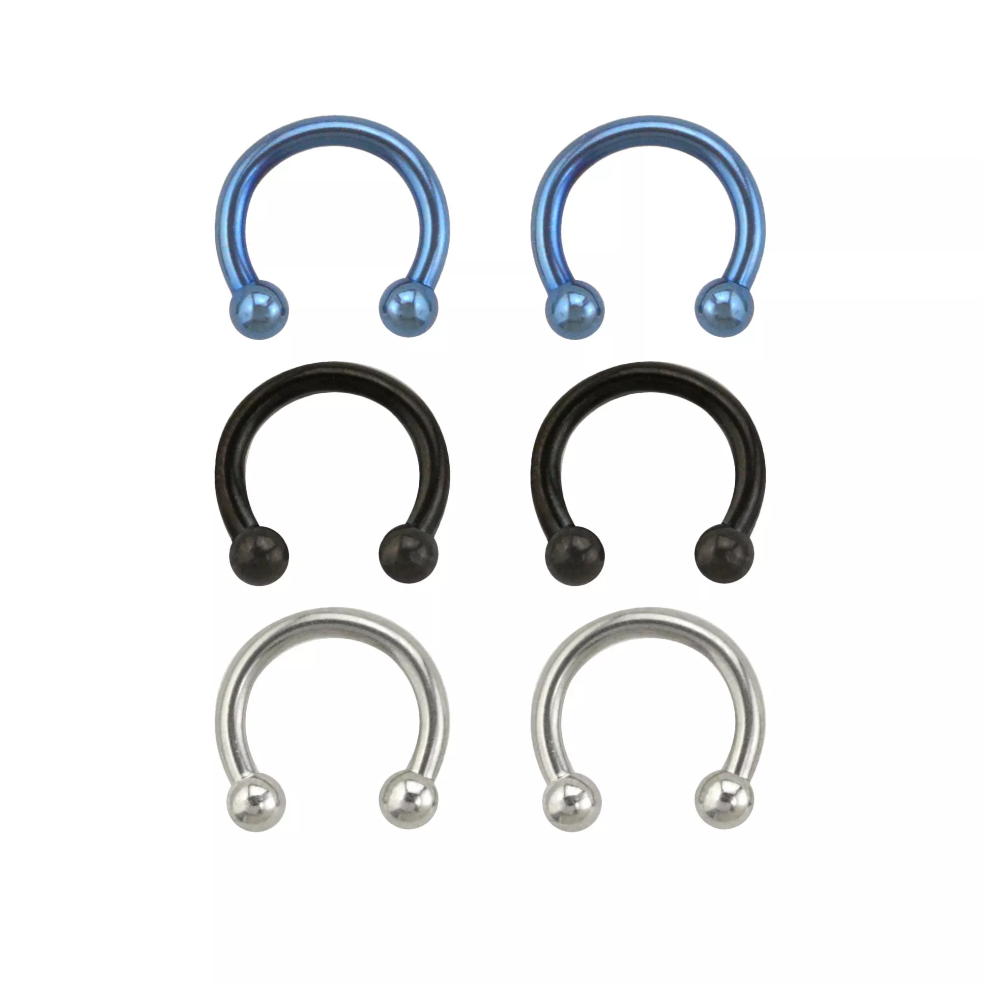 Multi-Pack Blue Horseshoe Rings - 3 Pair at Spencer's