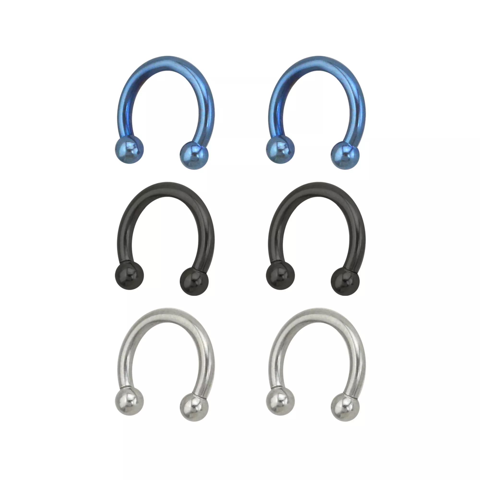 Multi-Pack Blue Horseshoe Rings - 3 Pair at Spencer's