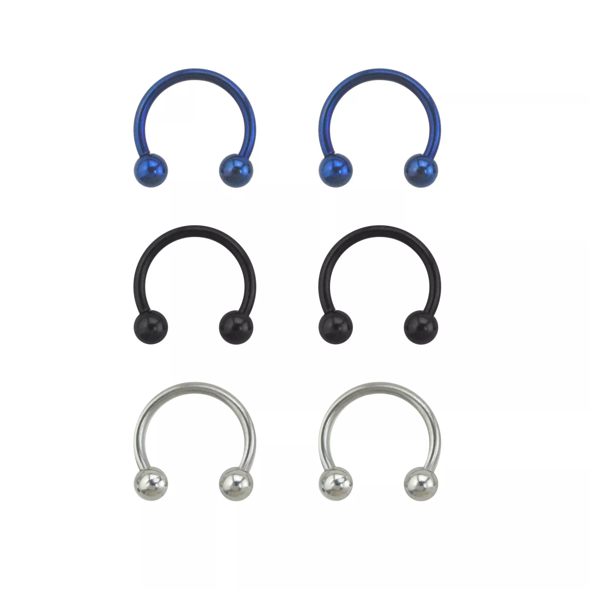 Multi-Pack Blue Horseshoe Rings - 3 Pair at Spencer's