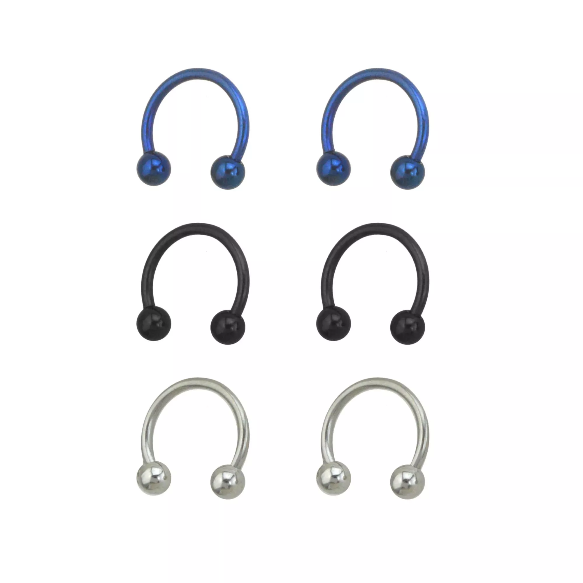 Multi-Pack Blue Horseshoe Rings - 3 Pair at Spencer's